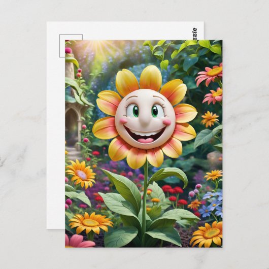 Gewoon glimlachen, lachend gezicht in de wolken, p briefkaart (Voorkant / Achterkant)