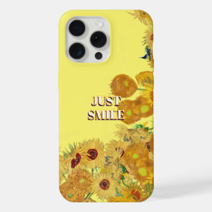 Gewoon glimlachen Van Gogh zonnebloem Phonehoesje iPhone 15 Pro Max Case