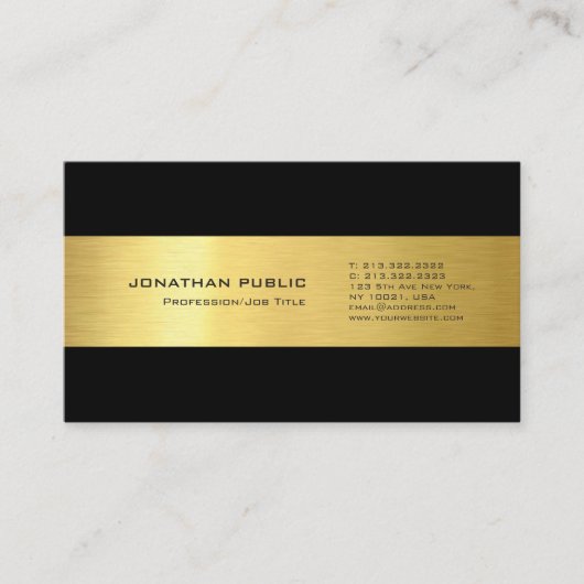 Gewoon Gold Kijk zwart, modern, elegant Visitekaartje (Voorkant)