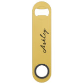 Gewoon goud script gepersonaliseerd speed flessenopener (Voorkant)