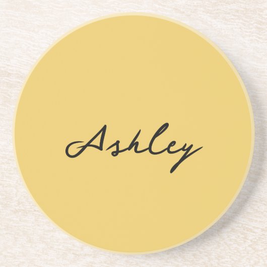 Gewoon goud script gepersonaliseerd zandsteen onderzetter (Voorkant)