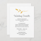 Gewoon gouden blad. Informatie over mooie bruiloft Informatiekaartje (Voorkant / Achterkant)