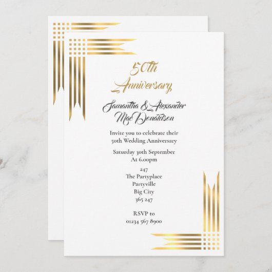 Gewoon gouden bruiloft kaart (Voorkant / Achterkant)