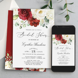 Gewoon Graceful Red White Floral Vrijgezellenfeest Kaart