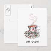 Gewoon grazen, theeslogan,  theebeker rozen briefkaart (Voorkant / Achterkant)