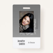 Gewoon grijs Eenvoudige zakelijke Logo-streepjesco Badge (Voorkant)