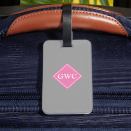 Gewoon grijs en roze aangepast monogram bagagelabel