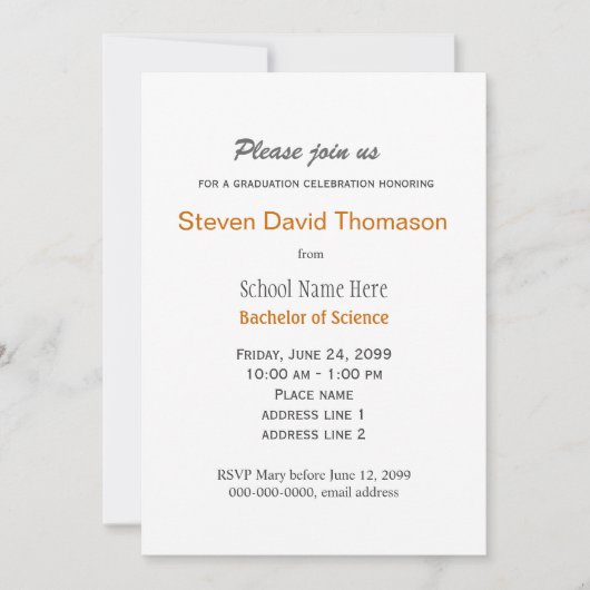 Gewoon grijs en wit afstuderen kaart (Voorkant)