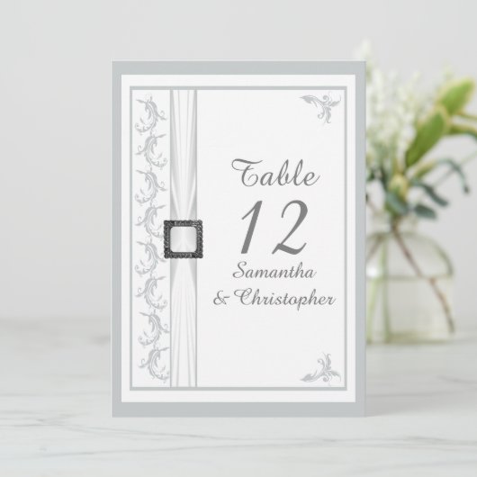 Gewoon grijs en wit, vochtig trouwtafel kaart (Staand voorkant)