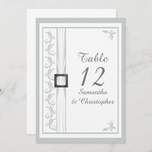 Gewoon grijs en wit, vochtig trouwtafel kaart (Voorkant / Achterkant)