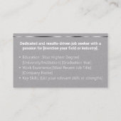 Gewoon grijs klassiek werkzoekende minimaal elegan visitekaartje (Achterkant)