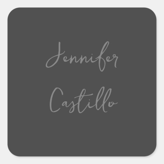 Gewoon grijs Minimalistische moderne kalligrafie Vierkante Sticker (Voorkant)