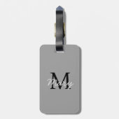 Gewoon Grijs Monogram Aangepaste Naam Bagagelabel (Achterkant verticaal)