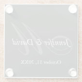 Gewoon grijs Monogram bruiloft bruid bruidegom nam Glazen Onderzetter (Achterkant)