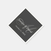 Gewoon grijs Monogram bruiloft bruid bruidegom nam Servet (Hoek)