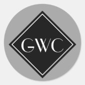 Gewoon grijs Monogram Custom Monogram Ronde Sticker (Voorkant)