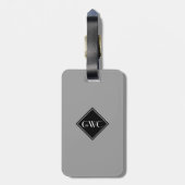 Gewoon grijs monogram op maat bagagelabel (Achterkant verticaal)