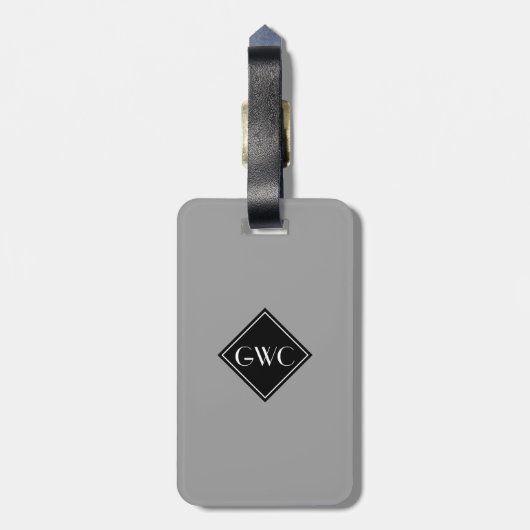 Gewoon grijs monogram op maat bagagelabel (Achterkant verticaal)