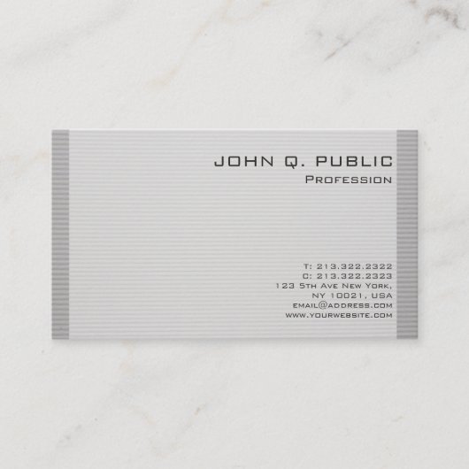 Gewoon grijs Striped Professional stijlvol design Visitekaartje (Voorkant)
