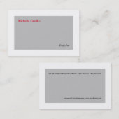Gewoon grijs wit rood minimalistisch modern visitekaartje (Voorkant / Achterkant)