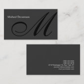 Gewoon grijs zwart wit monogram Visitekaartje (Voorkant / Achterkant)