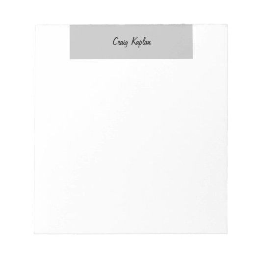 Gewoon grijze witte eenvoudige moderne naam bewerk notitieblok (Voorkant)