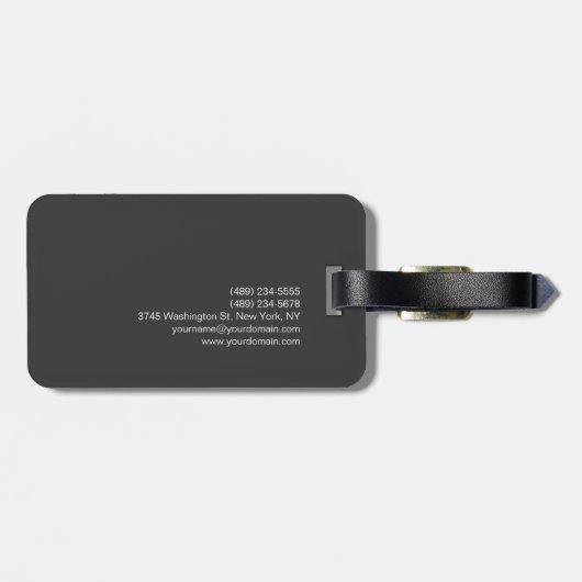 Gewoon grijze zwarte witte monogram Initialen Mode Bagagelabel (Achterkant horizontaal)