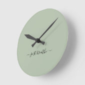 Gewoon groen elegant script yoga ademen ronde klok (Hoek)