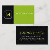 Gewoon groen en zwart elegant professioneel modern visitekaartje (Voorkant / Achterkant)