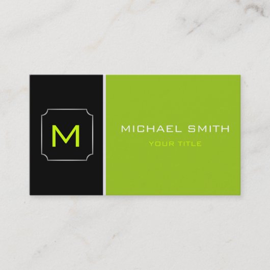 Gewoon groen en zwart elegant professioneel modern visitekaartje (Voorkant)
