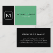 Gewoon groen en zwart elegant professioneel modern visitekaartje (Voorkant / Achterkant)