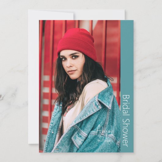 Gewoon haar bruid foto Turquoise Vrijgezellenfeest Kaart (Voorkant)