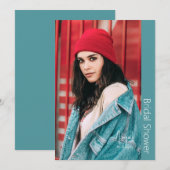 Gewoon haar bruid foto Turquoise Vrijgezellenfeest Kaart (Voorkant / Achterkant)