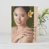 Gewoon haar moderne bruidfoto Beige Vrijgezellenfe Kaart (Staand voorkant)