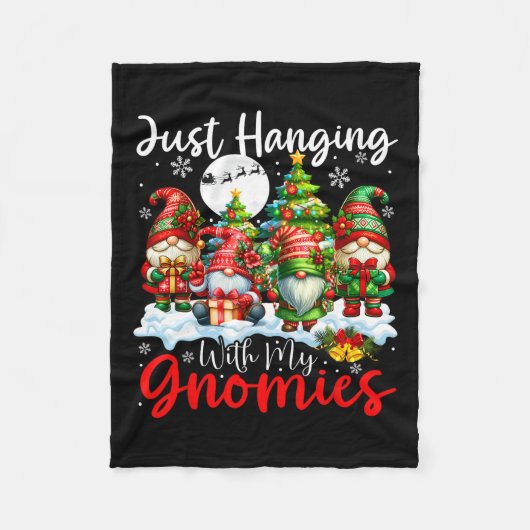 Gewoon hangen met mijn Gnomies Xmas drie kersthond Fleece Deken (Voorkant)