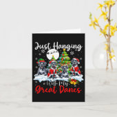 Gewoon hangen met mijn Grote Denen Kerstman Drie Kaart (Gele Bloem)