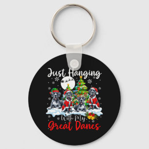 Gewoon hangen met mijn Grote Denen Kerstman Drie Sleutelhanger