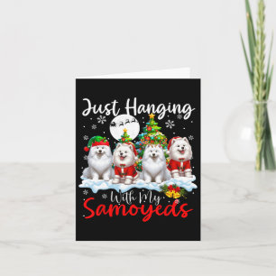 Gewoon hangen met mijn Samoyeds Xmas Three Santa D Kaart