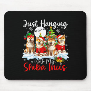 Gewoon hangen met mijn Shiba Inus Xmas Three Santa Muismat