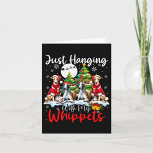 Gewoon hangen met mijn Whippets Xmas Three Santa D Kaart