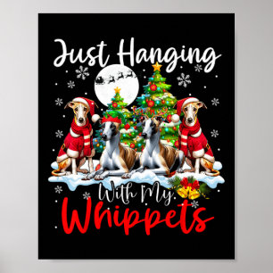 Gewoon hangen met mijn Whippets Xmas Three Santa D Poster