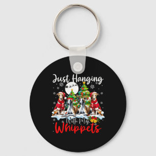 Gewoon hangen met mijn Whippets Xmas Three Santa D Sleutelhanger