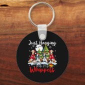 Gewoon hangen met mijn Whippets Xmas Three Santa D Sleutelhanger (Voorkant)