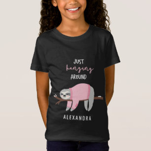 Gewoon hangen rond luiaard roze t-shirt