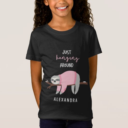 Gewoon hangen rond luiaard roze t-shirt (Voorkant)
