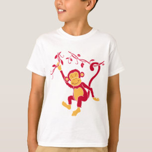 Gewoon hangend funky rood aap grafisch t-shirt
