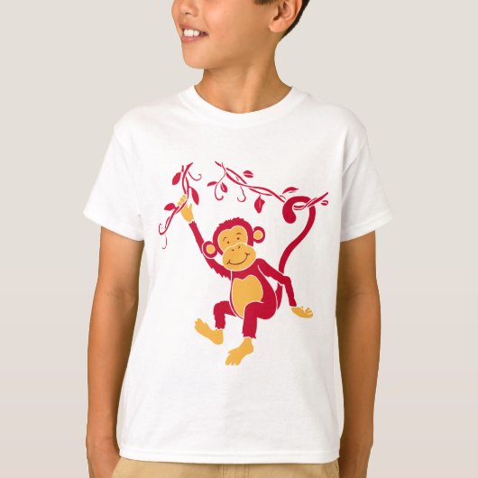 Gewoon hangend funky rood aap grafisch t-shirt (Voorkant)