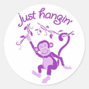 Gewoon hangin aap paarse witte sticker