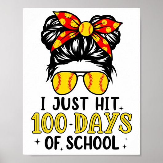 Gewoon Happy 100 Dagen School Softbal Rommelige B Poster (Voorkant)