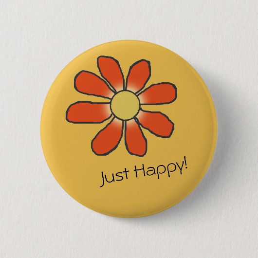 GEWOON HAPPY Red Graphical Flower Ronde Button 5,7 Cm (Voorkant)